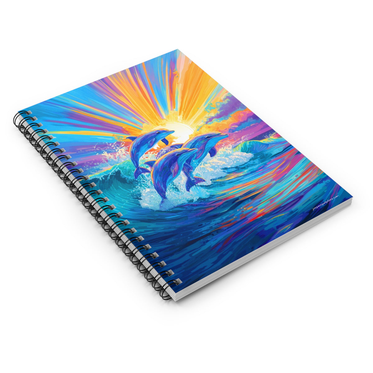 Sunrise Dolphins Spiral Notebook | Ruled Journal | Colorful Ocean Art