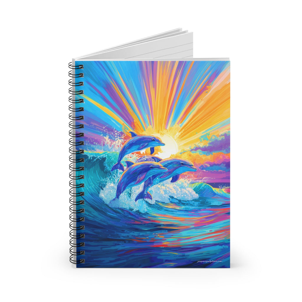 Sunrise Dolphins Spiral Notebook | Ruled Journal | Colorful Ocean Art