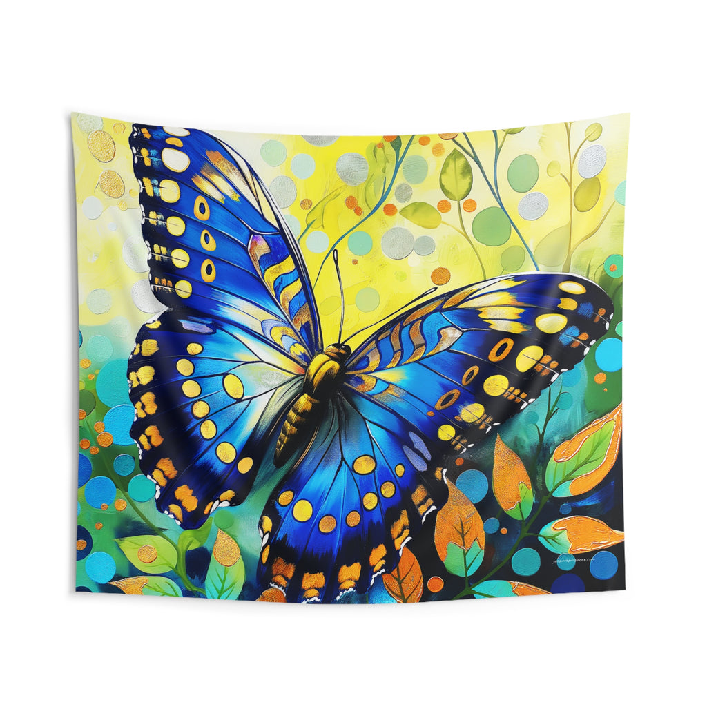 Blue Butterfly Wall Tapestry | Vibrant Nature Art Decor | Bedroom & Living Room & College Dorm Room