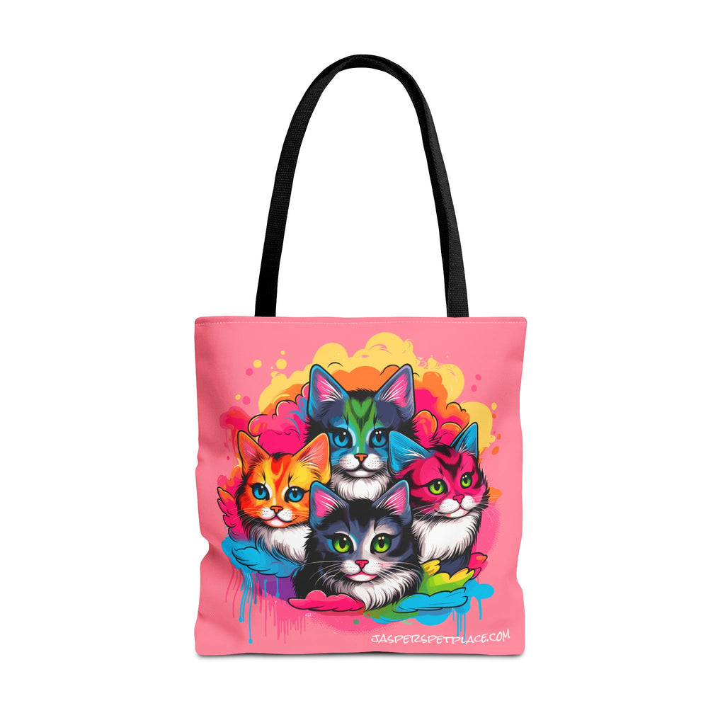Groovy Cats Beach Tote Bag | Cool Retro Cat Art | All-Over Print