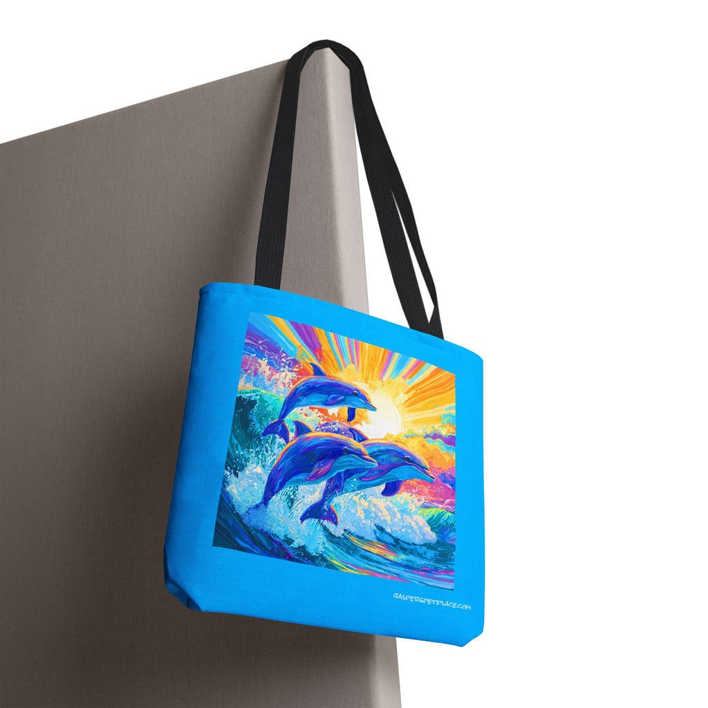 Dolphins Jumping from Water Tote Bag | All-Over Print