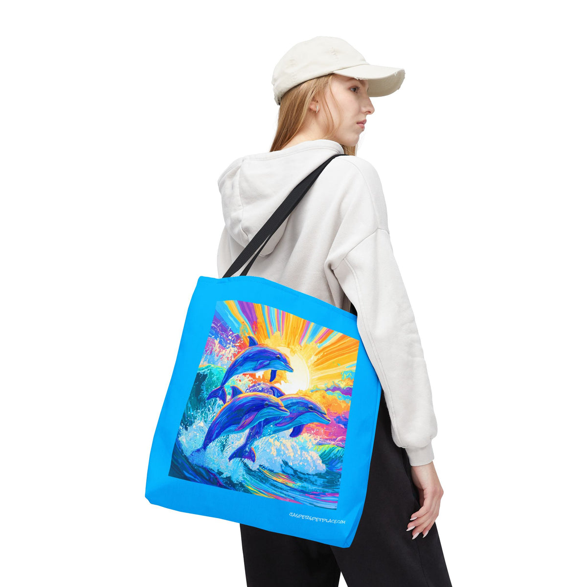 Dolphins Jumping from Water Tote Bag | All-Over Print