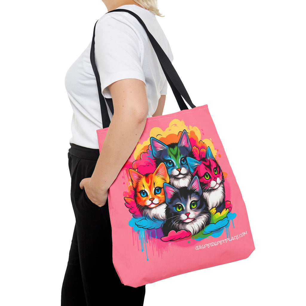 Groovy Cats Beach Tote Bag | Cool Retro Cat Art | All-Over Print