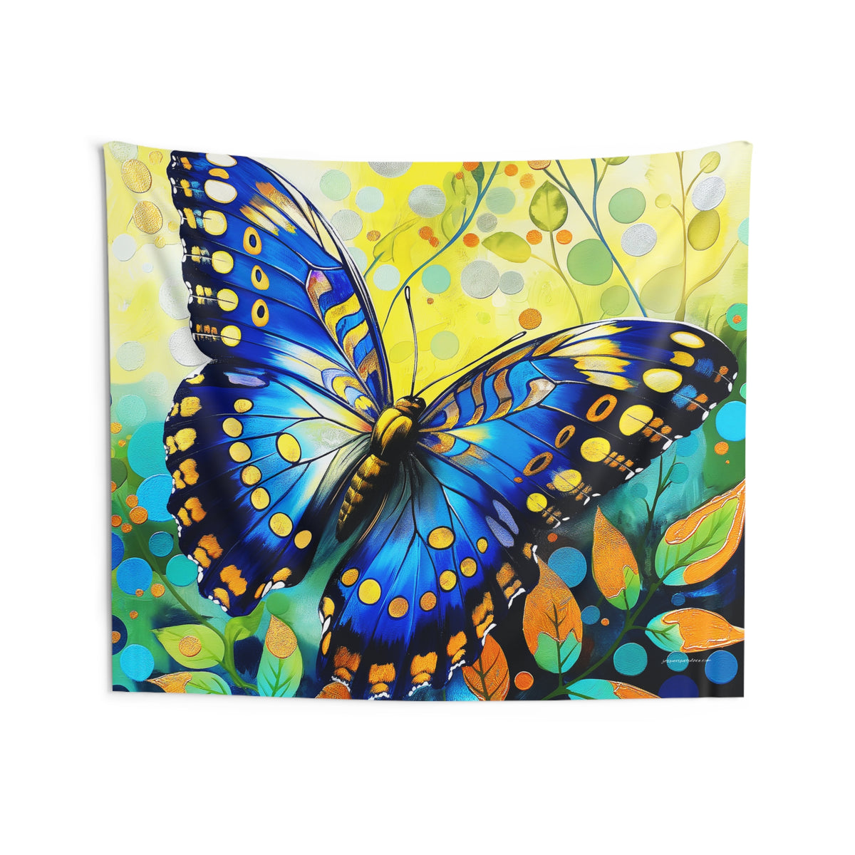 Blue Butterfly Wall Tapestry | Vibrant Nature Art Decor | Bedroom & Living Room & College Dorm Room