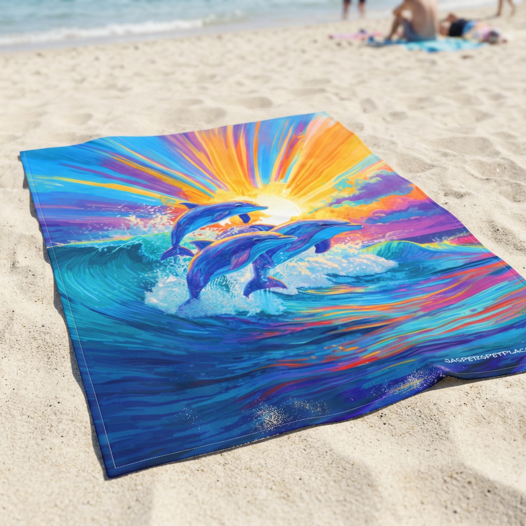 Dolphins Swimming And Jumping | Beach Blanket | Velveteen Plush Ocean Throw