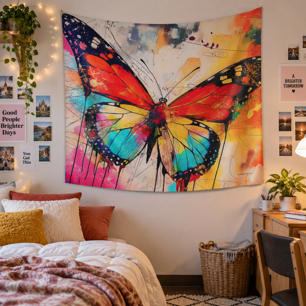Beautiful Butterfly Wall Tapestry | Vibrant Nature Art Decor | Bedroom & Living Room & College Dorm Room