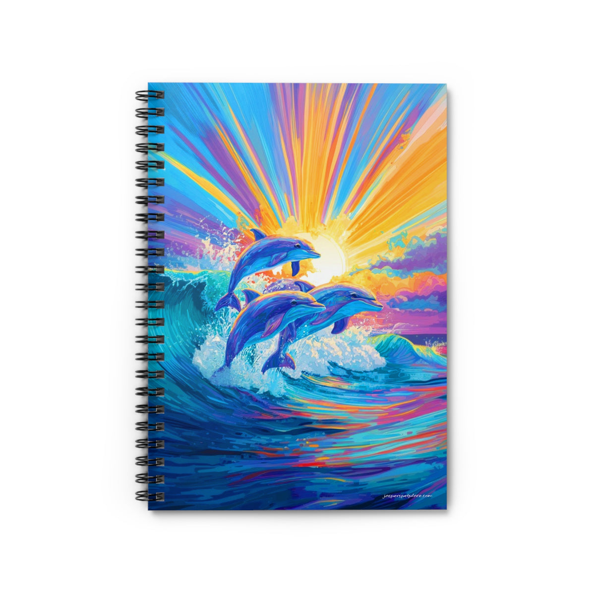 Sunrise Dolphins Spiral Notebook | Ruled Journal | Colorful Ocean Art