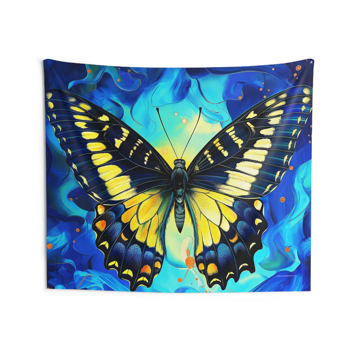 Cool Blue Butterfly Wall Tapestry | Vibrant Nature Art Decor | Bedroom & Living Room & College Dorm Room