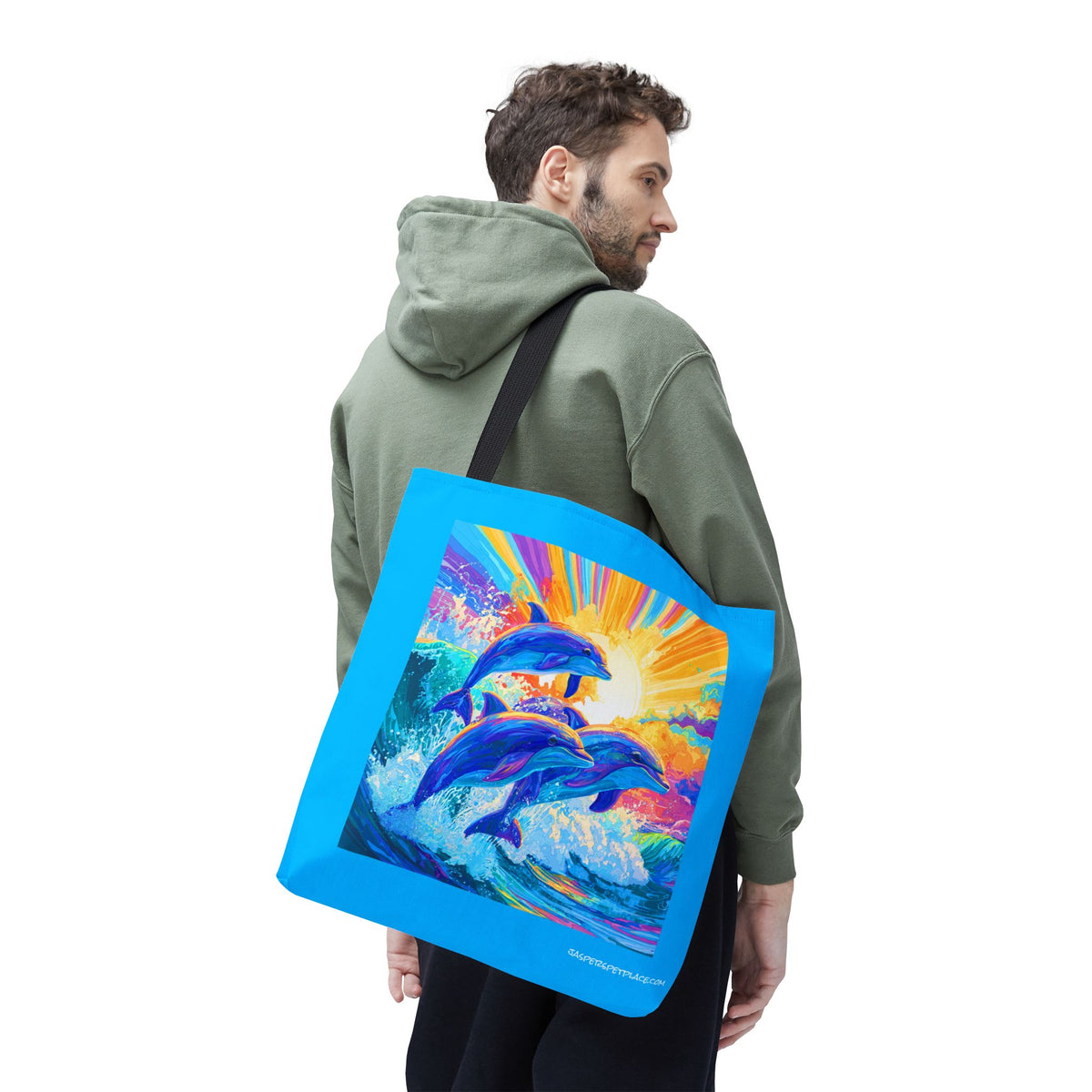 Dolphins Jumping from Water Tote Bag | All-Over Print