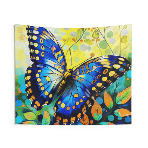 Blue Butterfly Wall Tapestry | Vibrant Nature Art Decor | Bedroom & Living Room & College Dorm Room
