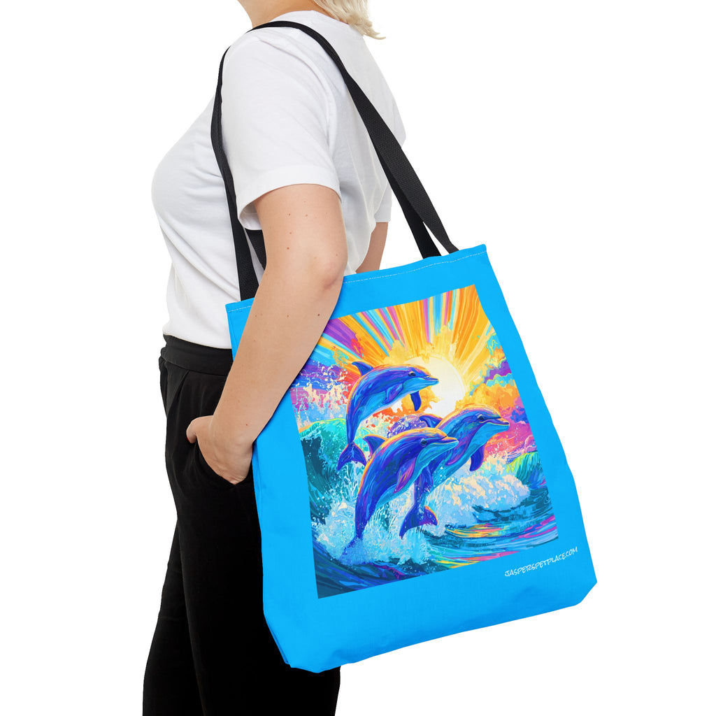 Dolphins Jumping from Water Tote Bag | All-Over Print