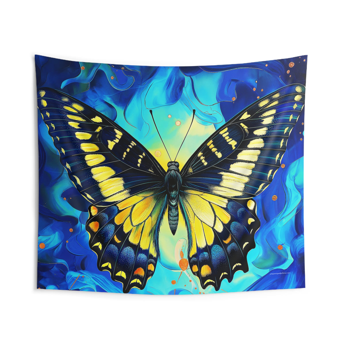 Cool Blue Butterfly Wall Tapestry | Vibrant Nature Art Decor | Bedroom & Living Room & College Dorm Room